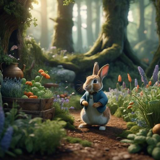 Curious Rabbit Sorting Magical Herbs