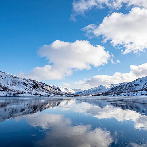 Serene Snowy Hills and Reflections