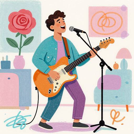 Surreal Expressionist Guitarist Scene