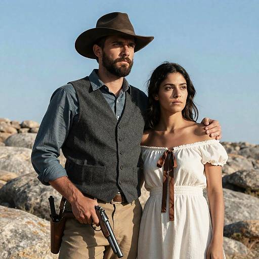 Couple in Rocky Landscape Portrait