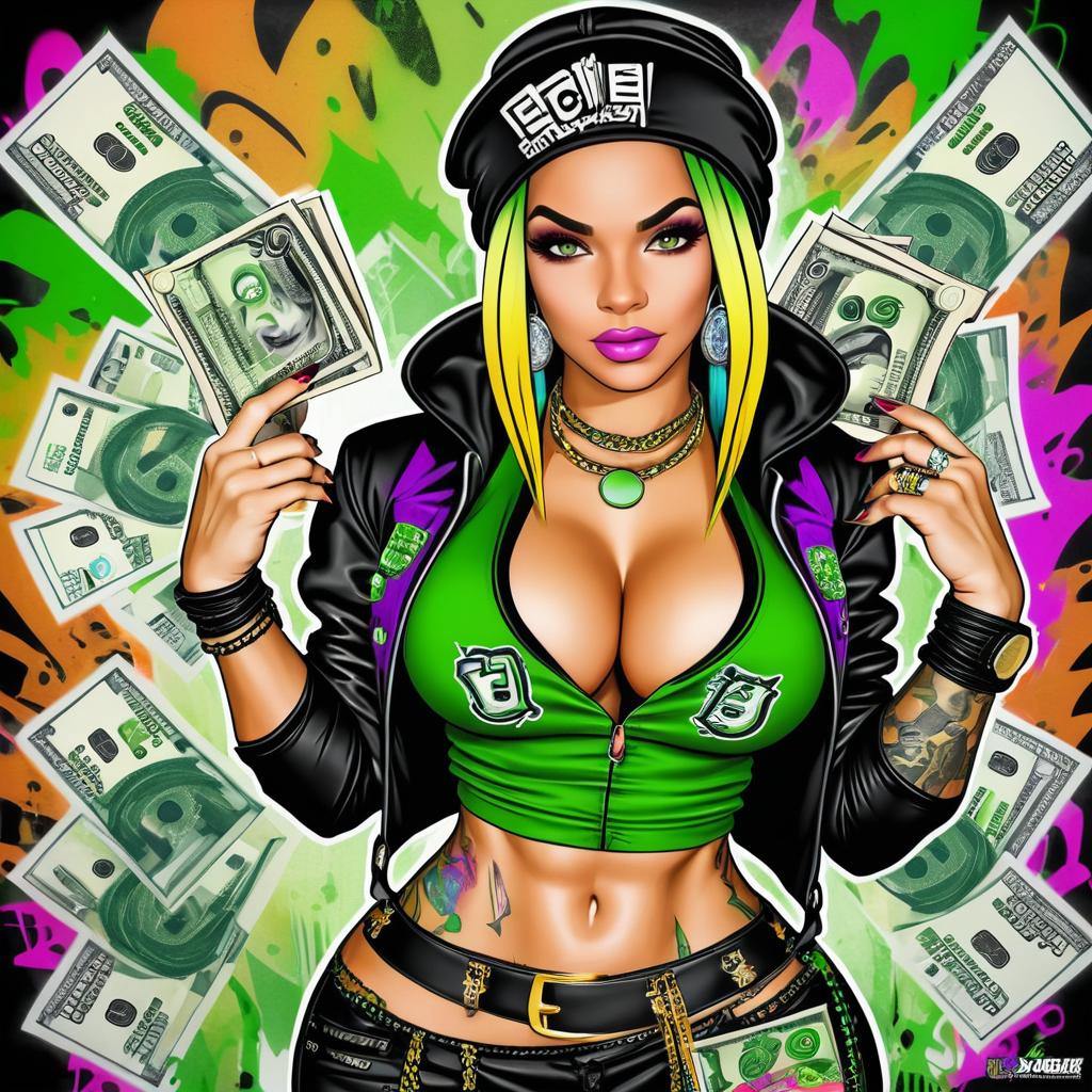 Stylish Thug Girl Cartoon Character