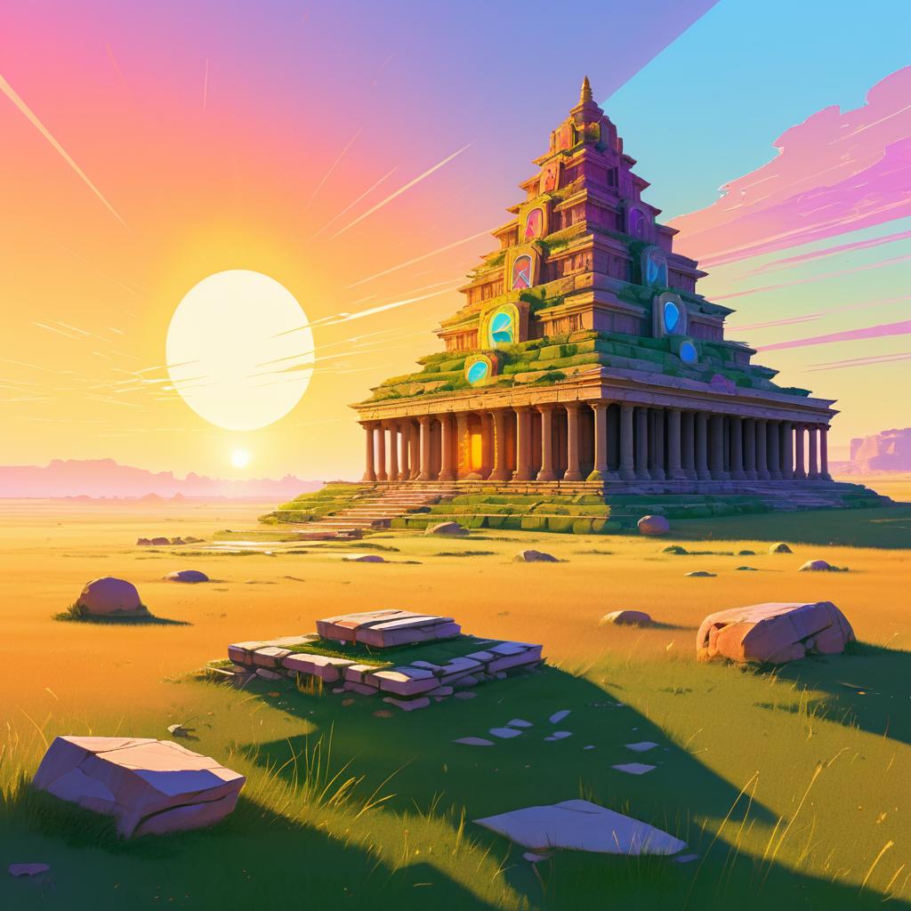 Ancient Temple at Dawn: A Colorful Journey