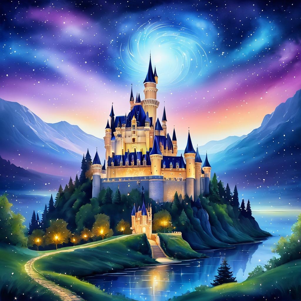 Whimsical Castle Under a Starry Sky