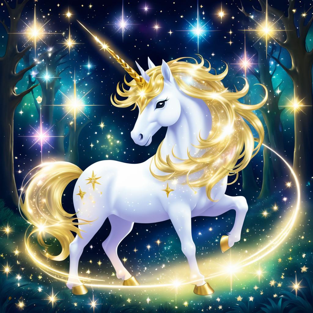 Celestial Unicorn in Enchanted Forest