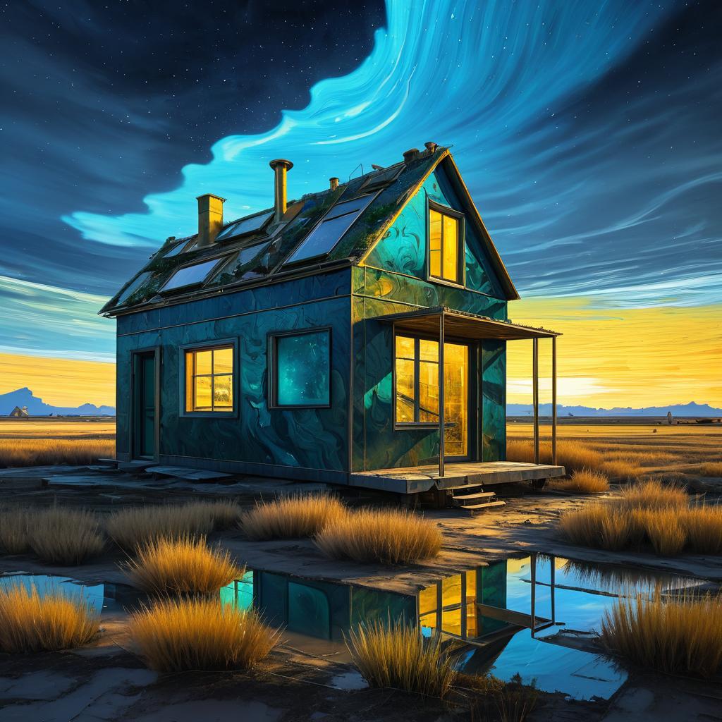 Abandoned Tiny Home in Apocalyptic Landscape