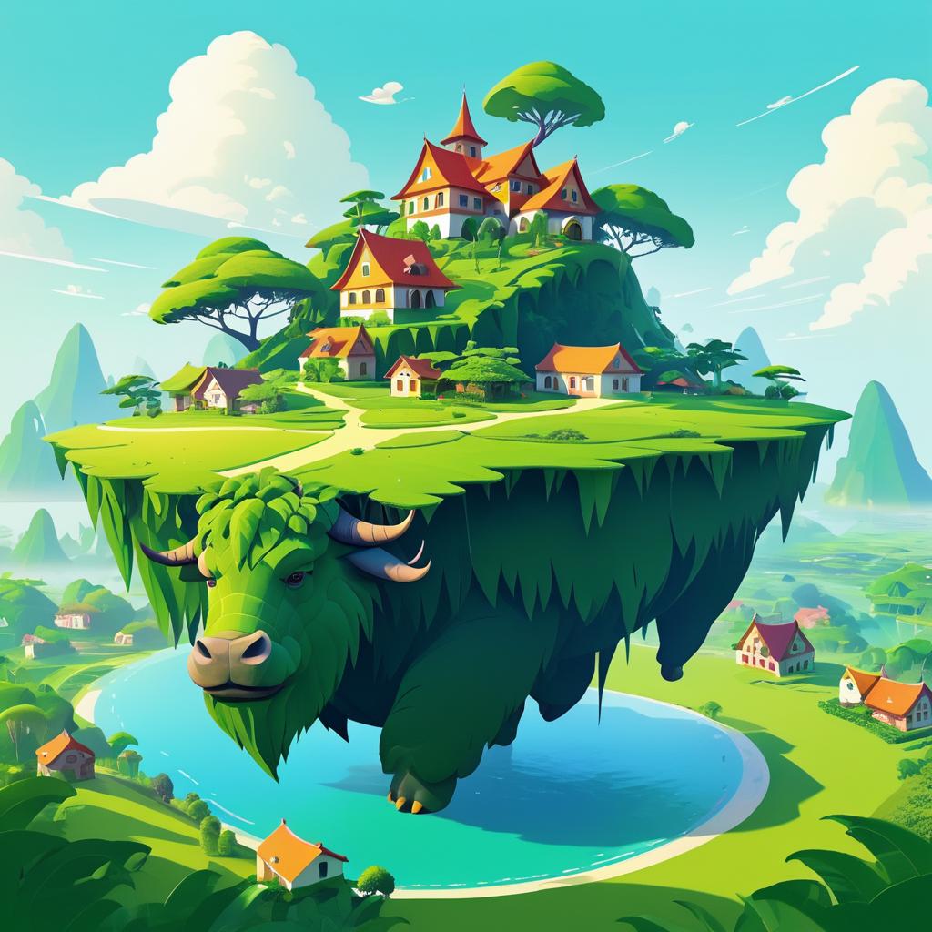 Behemoth Island: Vibrant Fantasy Landscape