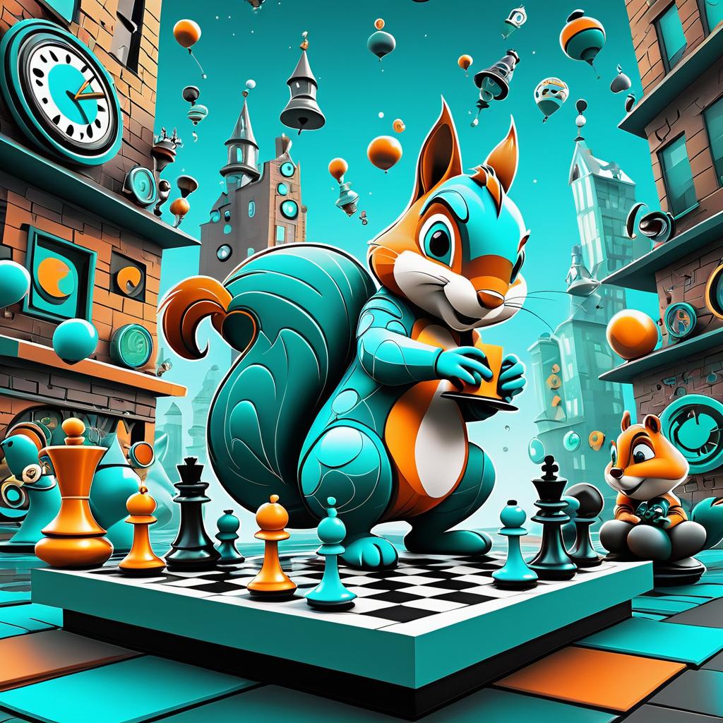 Urban Fantasy Squirrel Chess Play