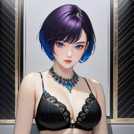 Confident Woman in Black Lingerie with Jewelry