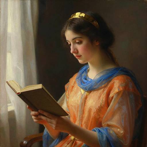Classical Portrait of Reading Woman