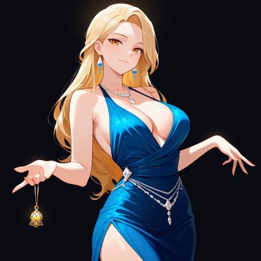 Elegant Blonde in Blue Dress Portrait Elegant Blonde in Blue Dress Portrait