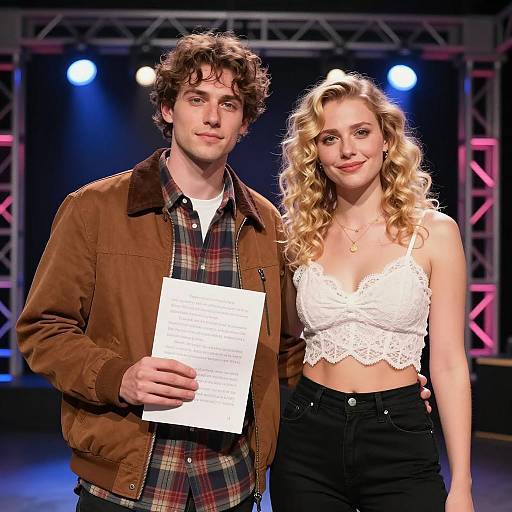 Dynamic Duo on Stage with Lights