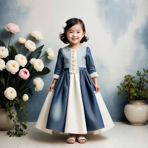 Smiling little girl in vintage dress