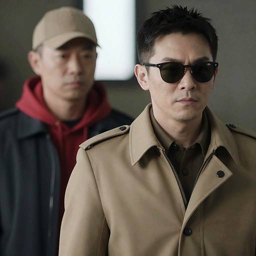 Two Men in Dimly Lit Scene