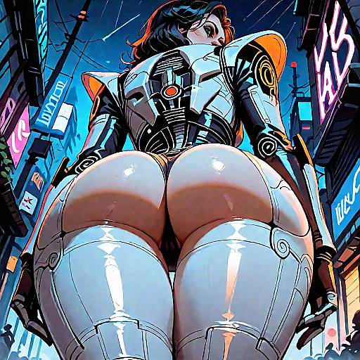 Cyberpunk Warrior in Futuristic Bodysuit