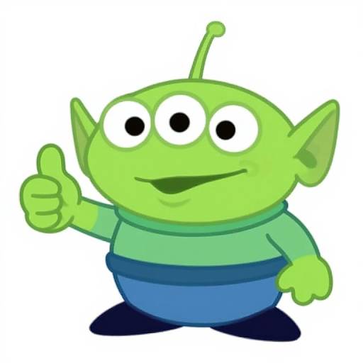 1990s Cartoon Green Alien Thumbs-Up