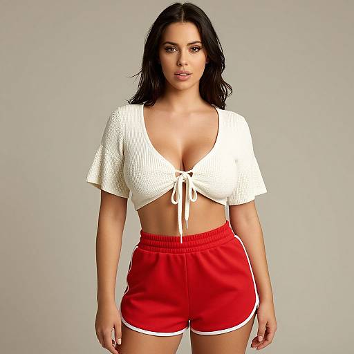 Sporty Casual Woman in Knitted Top