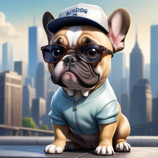 Fashionable Bulldog in Urban Setting