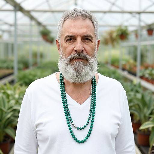 Mature Man in Greenhouse Portrait