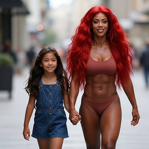 Ultra-Realistic Egyptian-Japanese Mother and Daughter