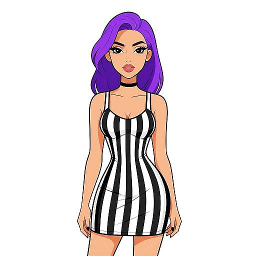 Stylish Woman in Striped Mini Dress