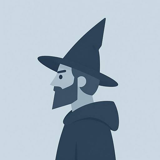 Flat Vector Illustration of a Wizard in Side Profile