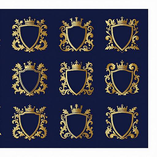 Elegant Heraldic Scrollwork Design in Gold
