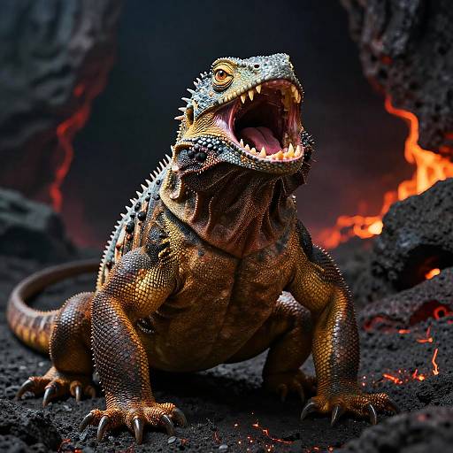 Realistic Muscular Lizard Roaring Portrait
