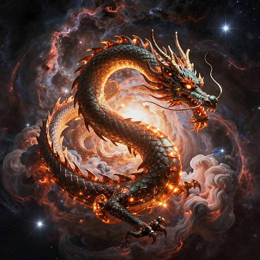 Celestial Dragon in Radiant Nebula