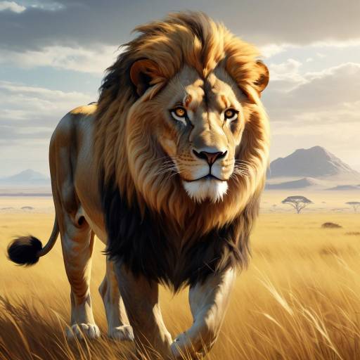 Majestic Lion in Cinematic Savanna Art Majestic Lion in Cinematic Savanna Art