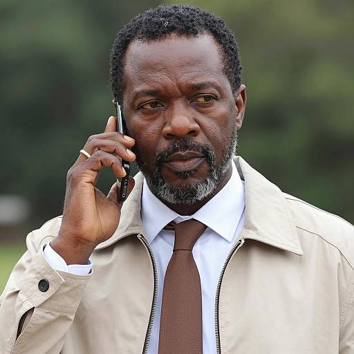 Focused Middle-Aged Black Man in Nature