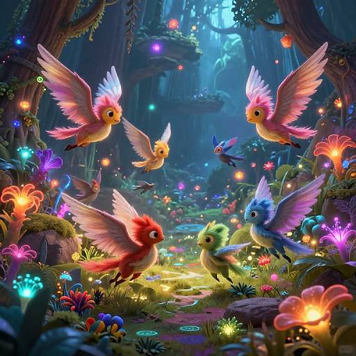 Pixu and Winged Creatures in Enchanted Valley
