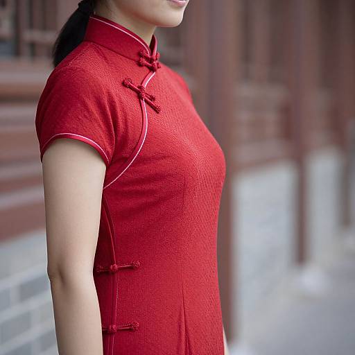 Woman in Red Qipao Dress