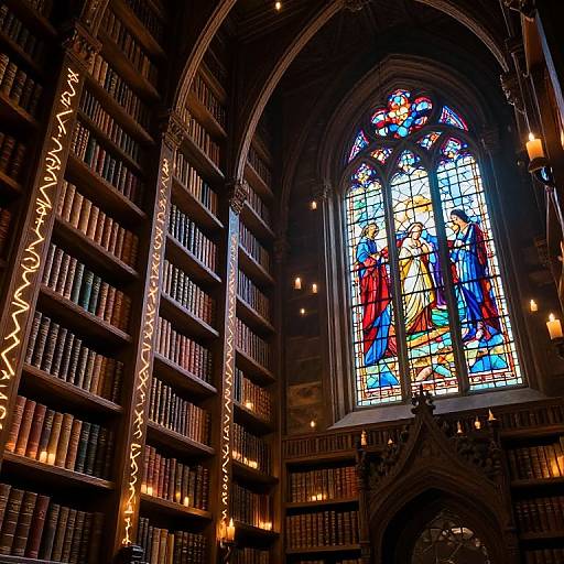 Enchanted Library with Mystical Ambiance