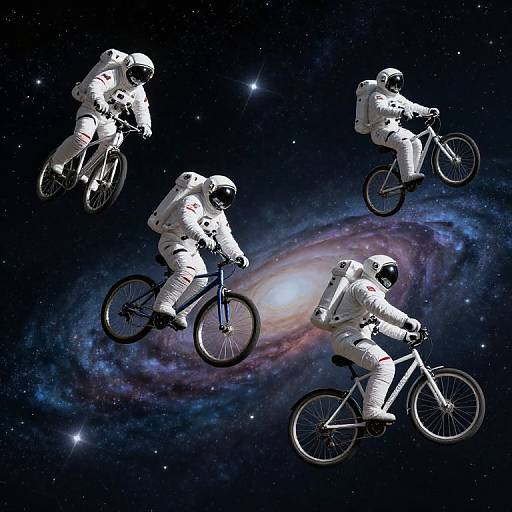 Astronauts Pedaling Galactic Bicycles