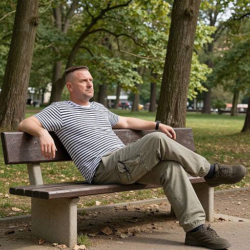 Fit Man Relaxing in Sunlit Park