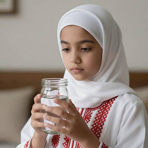 Contemplative Girl in Traditional Attire