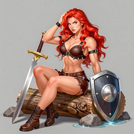 Powerful Red Sonya Digital Art Scene