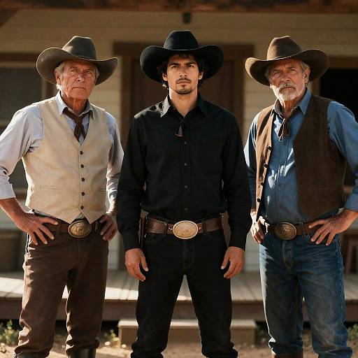 Three Men in Classic Western Scene
