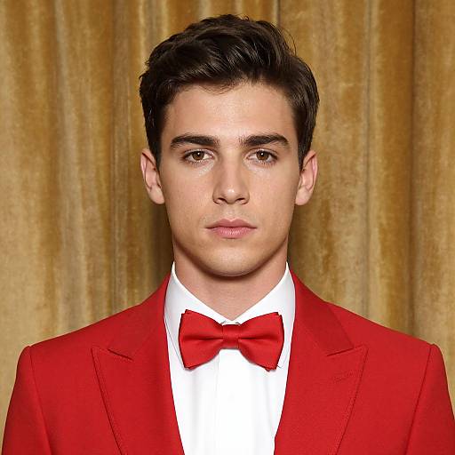 Elegant Young Man in Red Tuxedo
