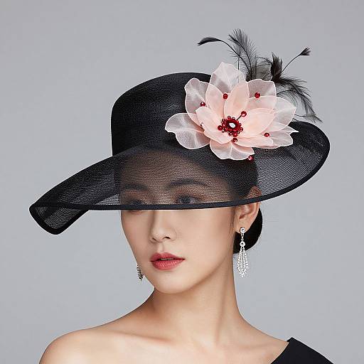 Elegant Woman in Couture Cocktail Hat