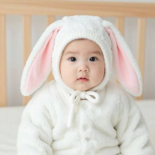 Baby in White Bunny Costume