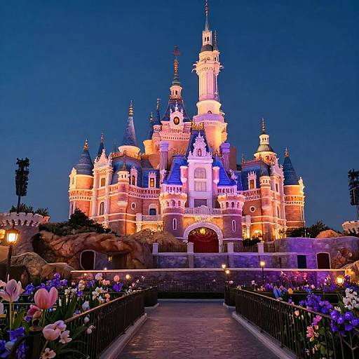 Enchanting Fairy Tale Castle at Night