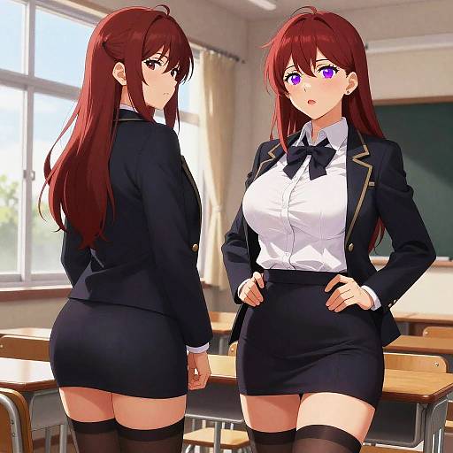 Mature Redhead in School-Style Uniform