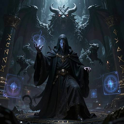 Dark Fantasy Sorcerer Summoning AI Beasts
