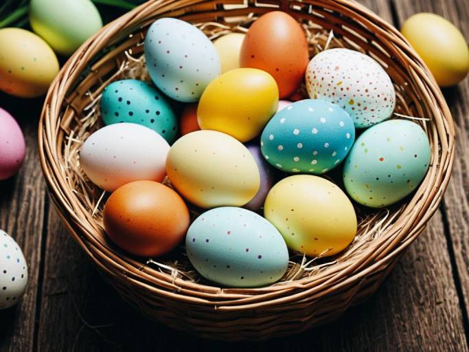 Vibrant Easter Eggs Basket Wallpaper