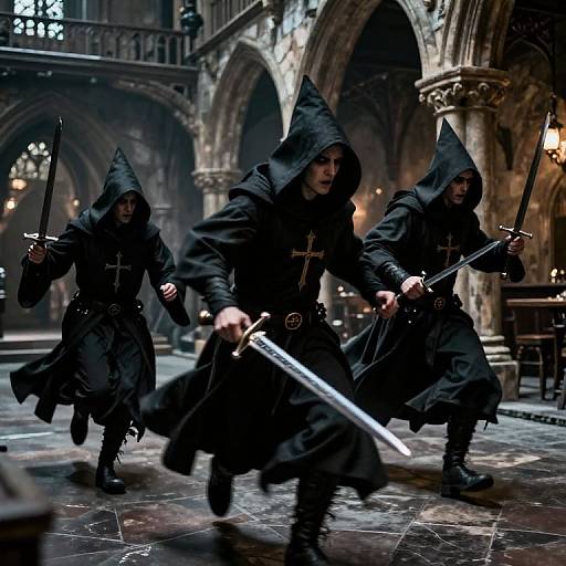 Gothic Cultists Sprint Through Ruins