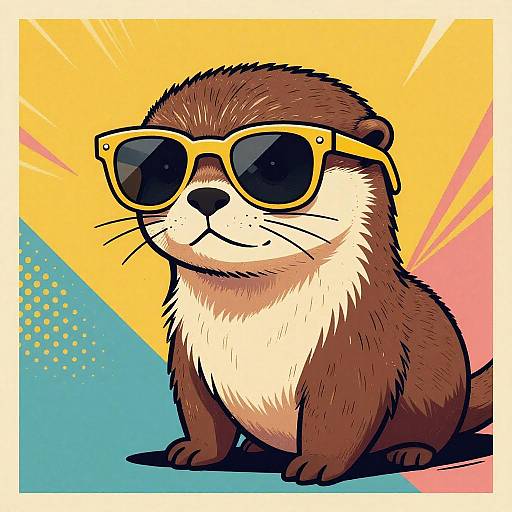 Vintage Otter in Retro Sunglasses