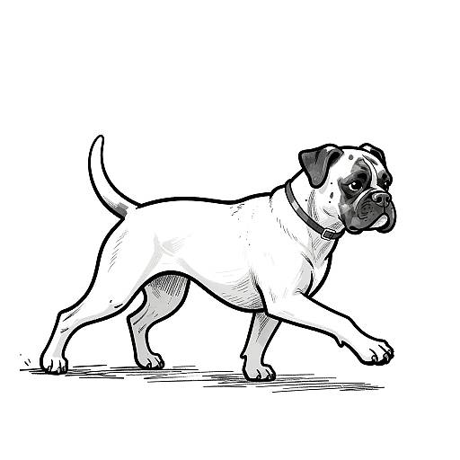 Dynamic Boxer Dog Minimalist Outline