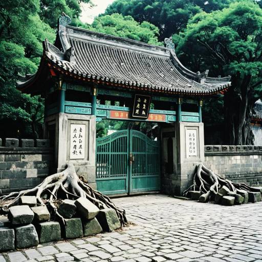 Ancient City Gate with Roots and History