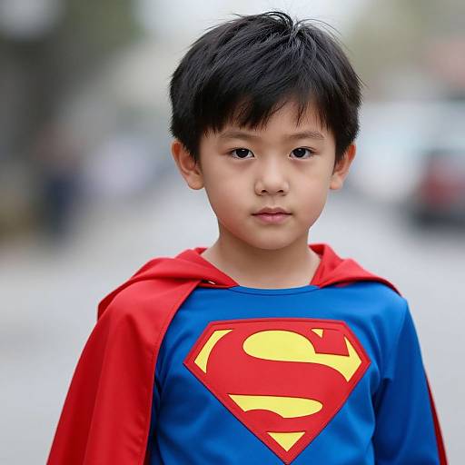 Realistic Kid Superman Costume Portrait